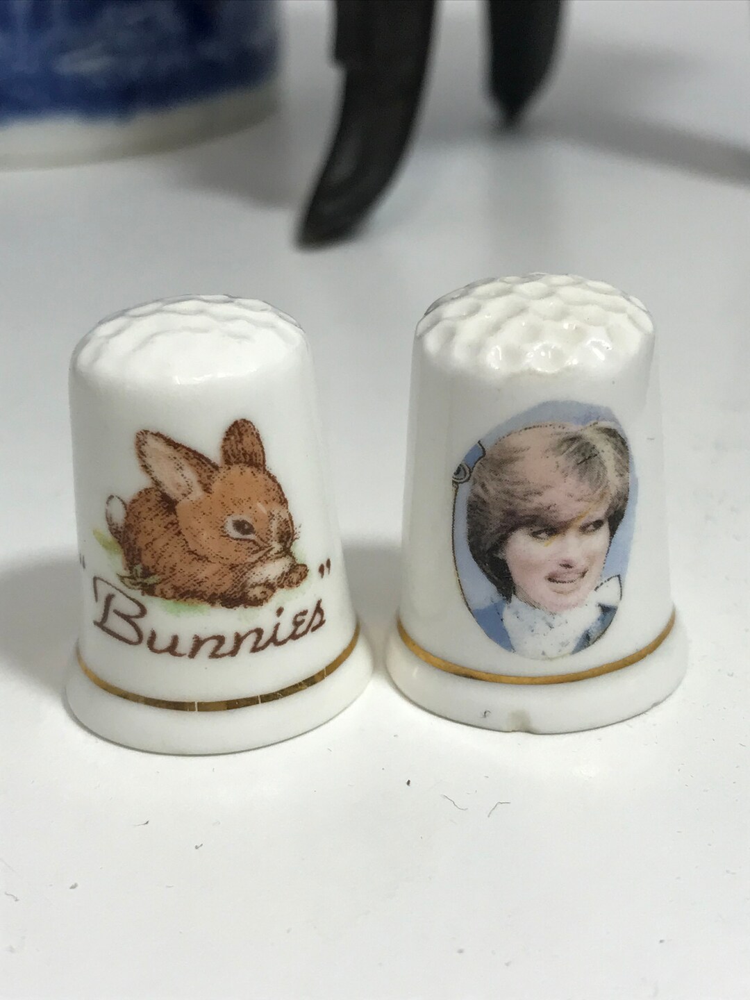 Pair of Fine Bone China Thimbles England Etsy UK