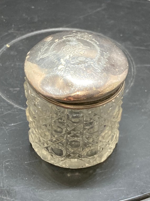 Antique Cut Glass Jar With Silver Hall Naked Lid Etsy