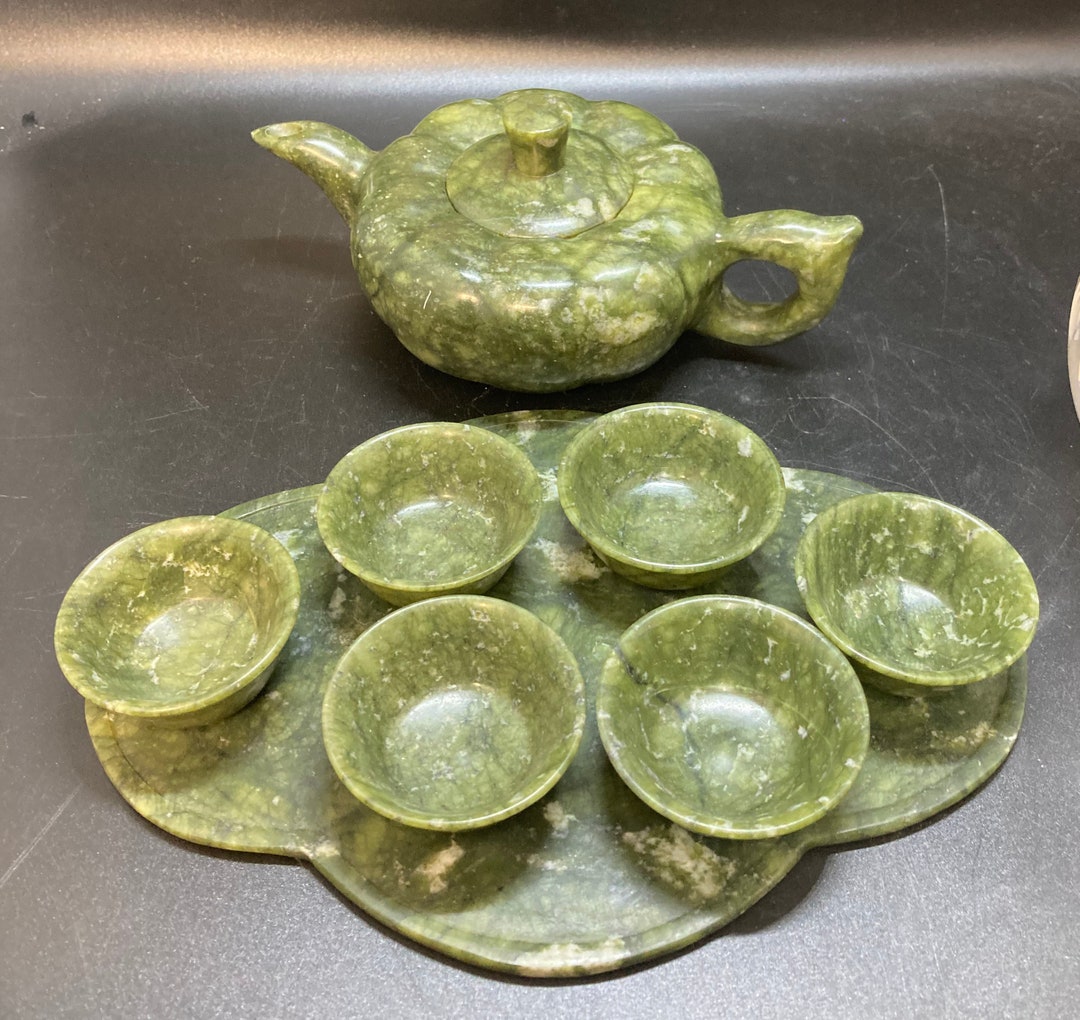 Vintage, Oriental, Boxed, Green Stone Tea Set, Green Jade Colour Etsy