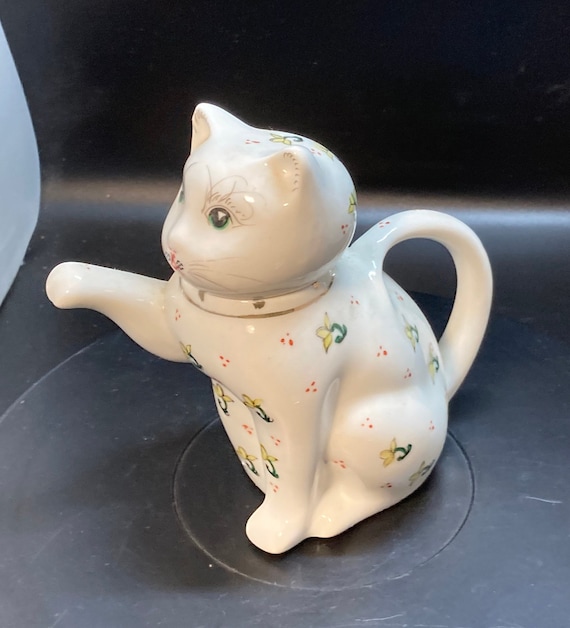 Cat Lidded Jar With Handle marked Made in China in Seated Etsy