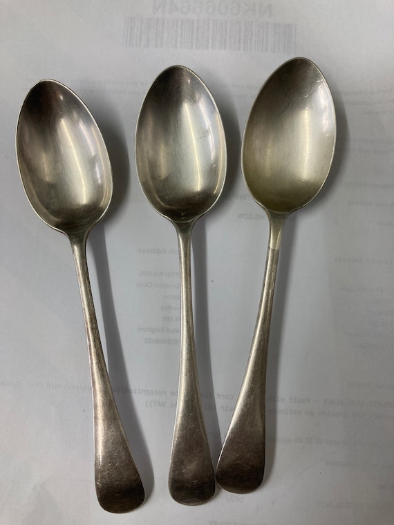 銀製 silver刻印 スプーン3本 28g 東キ8-0316① アンティークシルバーメッキ、ha ea fa ep a の刻印、中サイズの