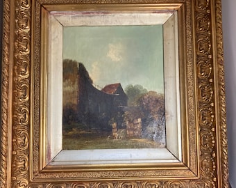 Peinture ancienne, 19e C, huile sur toile encadrée dorée, signée par Morris