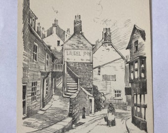vintage,antique monochrome ,black&white post card ,Pencil sketch reproduction copyright,unused,printed in England