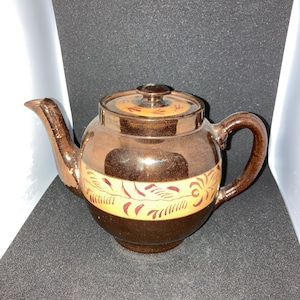 Antique Victorian 1820-1860(?) ceramic copper lustre ware  teapot ,red clay