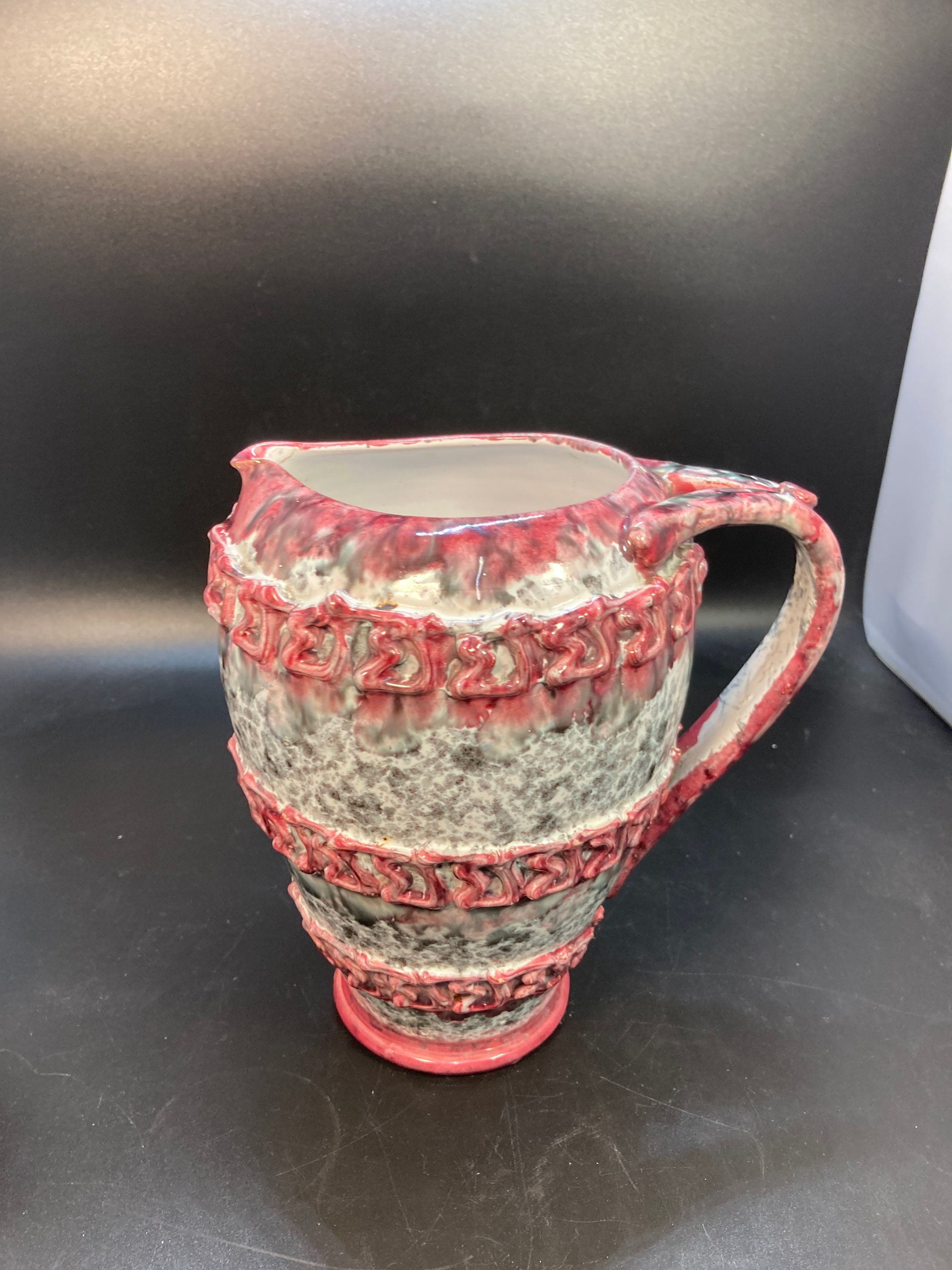 Antique, Vintage Italian Large Porcelain Water Jug in Relief With Pink ...