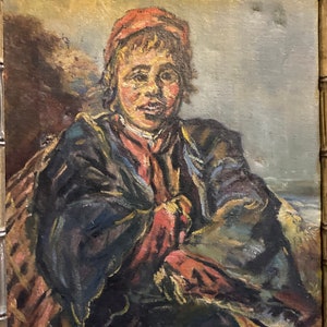 Portrait of a young boy,oil on canvas 20th Century ,bamboo gilt framed, Vincent Van Gogh style