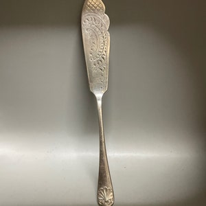Antikes englisches weißes Metall kleines Buttermesser, gemarkt