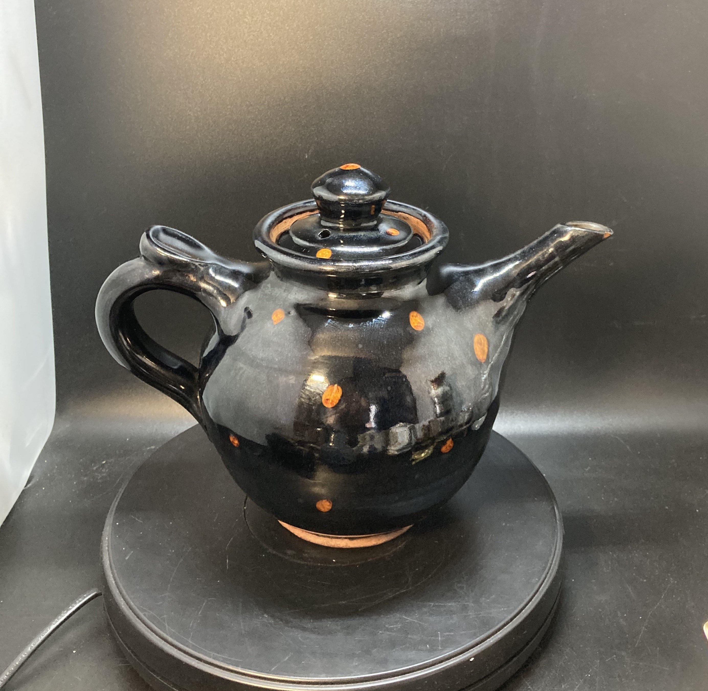 Antique Rarevictorian Type Black Teapot Applied Spots Etsy UK