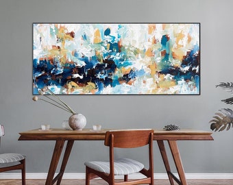 Large Original Abstract Painting. Acrylic Painting on Canvas. Large Canvas Wall Art. Calm Blue And Teal Original Abstract Painting. Wall Art