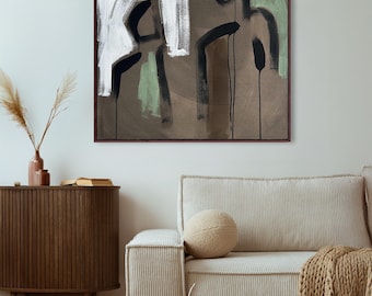 Modern Brown Contemporary Figurative Painting On Canvas. Original Artwork. 100x100cm