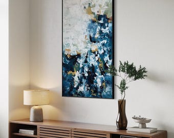 The Sound Of The River Abstract Painting, Textured Acrylic Canvas Art