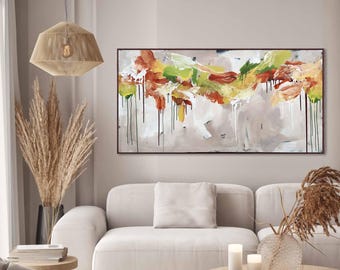 Beige Original Abstract Painting On Canvas. Neutral Wall Art Expressive Oil Painting. Soft Pastel Colours