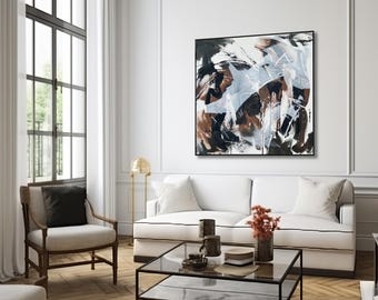 Large Original Abstract Painting, Acrylic on Canvas, Earthy Tones Modern Artwork
