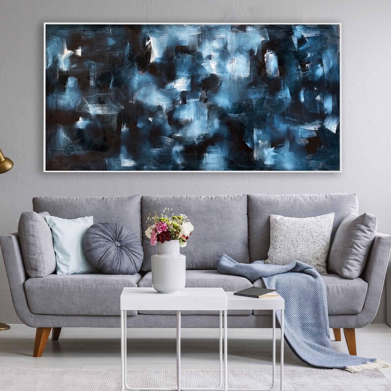 Large Abstract Wall Art Blue Original Abstract Painting Etsy UK