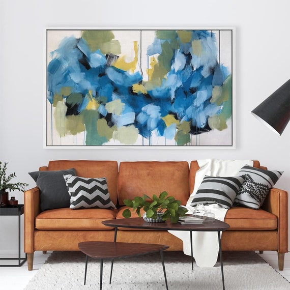Original Abstract Painting Large Abstract Painting For Living Room Large Textured Blue Wall Art Large Framed Painting Large Wall Art