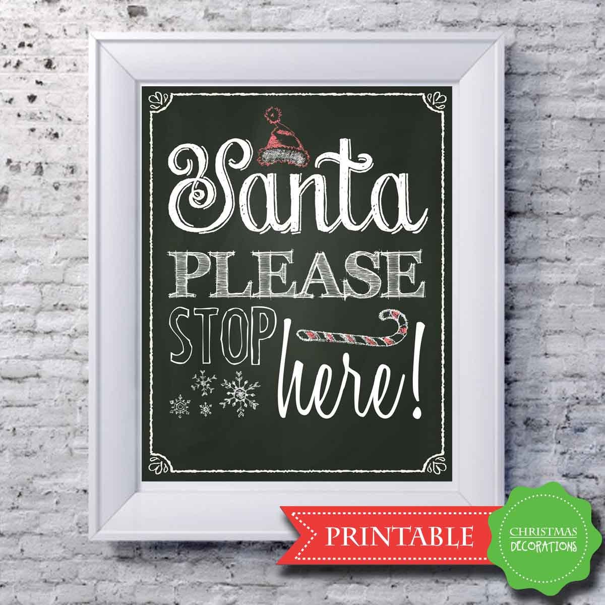 Santa Please Stop Here Christmas Chalkboard Print 8 x 10 | Etsy