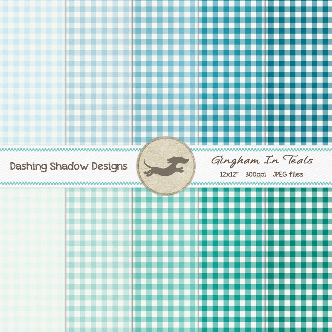 Digital Printable Scrapbook Craft Paper Gingham in Teal - Etsy