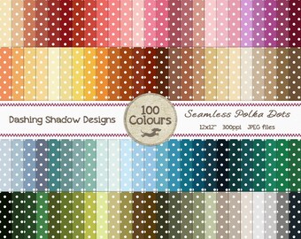 Digital Printable Scrapbook Craft Paper - 100 Seamless Polka Dot Papers - Pink Brown Blue Green Grey Spots - 12 x 12" -PU/CU Commercial Use