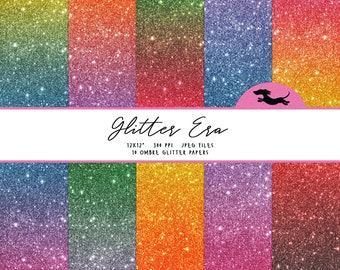 Papel digital brillo Ombre, papel Scrapbook, papel brillo imprimible, papel brillo Eras tour, patrón brillo, papel brillo arco iris