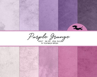 Purple grunge paper, Scrapbook paper, Vintage purple cardstock, Printable scrapbook paper, Grunge background, Printable purple digital paper