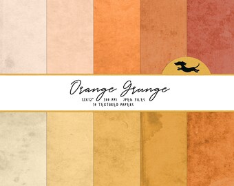 Orange grunge digital paper, Scrapbook paper, Vintage paper, Textured paper, Printable scrapbook paper, Vintage peach background