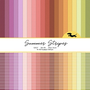 Stripe digital paper, Scrapbook paper, Stripe seamless pattern, Printable scrapbook paper, Summer stripe pattern, Printable rainbow stripe