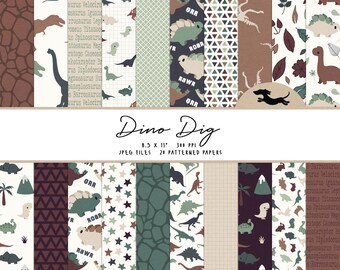 Dinosaur digital paper, Scrapbook paper, Dinosaur pattern, Kids scrapbook paper, A4 dinosaur background, Printable A4 dinosaur paper