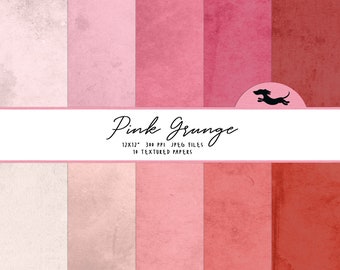 Pink grunge digital paper, Scrapbook paper, Vintage pink paper, Printable scrapbook paper, Pink grunge background, Printable vintage paper