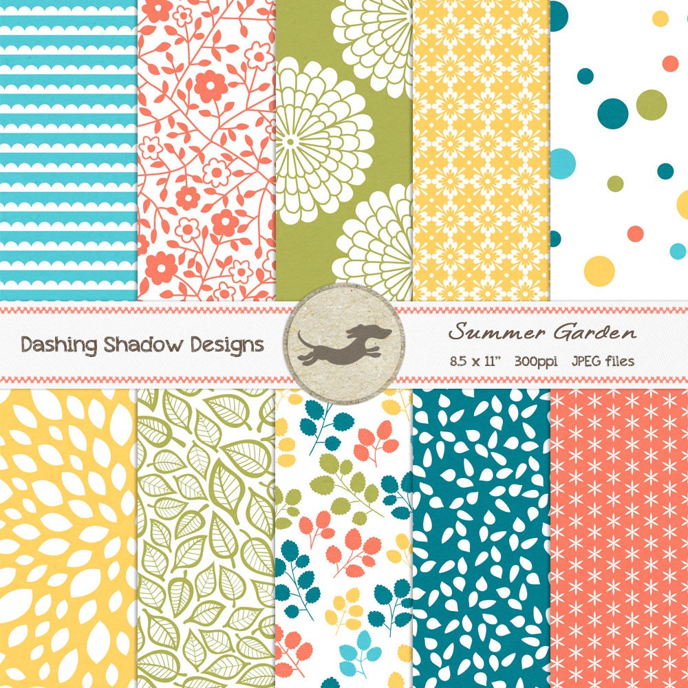 Download Digital Printable Scrapbook Craft Paper A4 Summer Garden ...