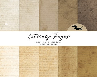 Grunge literary digital paper, Vintage scrapbook paper, Brown grunge paper, Printable scrapbook paper, Vintage letter background