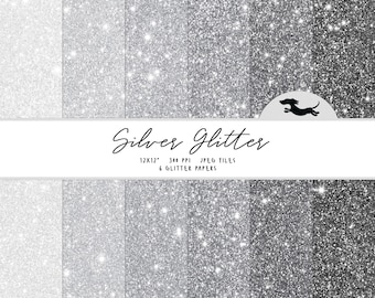Carta digitale glitter argento, Carta per scrapbooking, Motivo glitter, Carta per scrapbooking stampabile, Sfondo glitter argento, Glitter stampabile