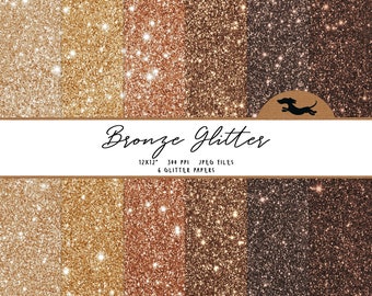 Glitter digital paper, Scrapbook paper, Glitter pattern, Printable scrapbook paper, Glitter background, Brown glitter paper, Bronze glitter