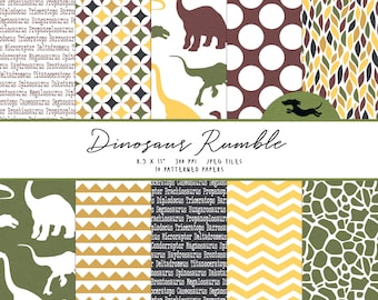 Dinosaur digital paper, Scrapbook paper, Dinosaur pattern, Printable scrapbook paper, A4 dinosaur paper, Dinosaur background, Printable dino