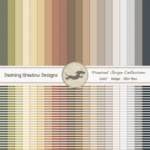 Digital Printable Scrapbook Craft Paper Neutral Stripe Collection Seamless Pinstripes Brown Grey Black 12 x 12 PU/CU Commercial Use image 1