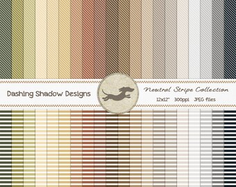Digital Printable Scrapbook Craft Paper - Neutral Stripe Collection - Seamless Pinstripes Brown Grey Black - 12 x 12" -PU/CU Commercial Use