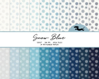 Snow digital paper, Scrapbook paper, Winter snowflake pattern, Printable scrapbook paper, Blue snowflake background, Christmas snowflakes