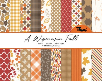 Cyfrowy papier jesienny, Papier do scrapbookingu, Wzór jesienny, Papier do scrapbookingu do druku, Tło jesienne, Papier jesienny do druku, Wzór na Święto Dziękczynienia