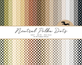 Polka dot paper, Scrapbook paper, Neutral polka dots, Grey polka dot paper, Printable scrapbook paper, Polka dot background, Printable spots