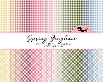 Gingham digital paper, Scrapbook paper, Seamless gingham pattern, Printable scrapbook paper, Pastel gingham background, Printable gingham