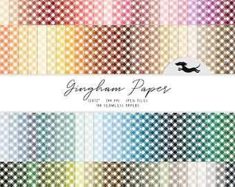 Gingham digital paper, Scrapbook paper, Gingham seamless pattern, Printable scrapbook paper, Gingham background, Printable gingham paper,