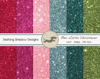 Digital Printable Scrapbook Craft Paper - Our Little Christmas Glitter Papers - Glitter Metallic Cardstock - 12 x 12" - PU/CU Commercial Use