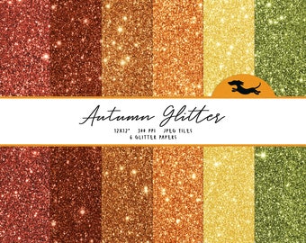 Glitter digital paper, Scrapbook paper, Fall glitter paper, Autumn glitter paper, Printable scrapbook paper, Printable glitter paper,