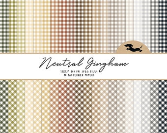 Gingham digital paper, Scrapbook paper, Seamless pattern, Printable scrapbook paper, Neutral gingham background, Printable gingham paper
