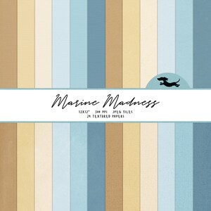 Marine digital paper, Scrapbook paper, Textured cardstock, Ocean paper, Printable scrapbook paper, Sea background, Printable blue paper