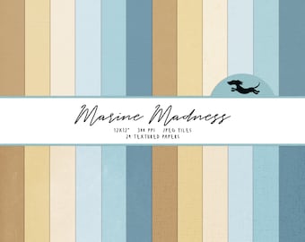 Papel digital marino, Papel de álbum de recortes, Cartulina texturizada, Papel del océano, Papel de álbum de recortes imprimible, Fondo del mar, Papel azul imprimible
