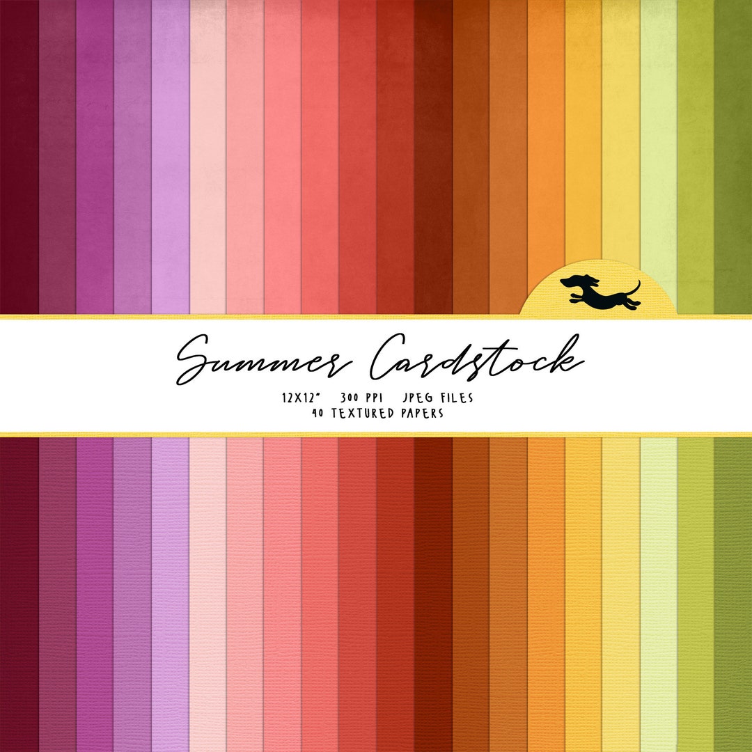 Summer Cardstock Digital Paper, Scrapbook Paper, Solid Color Cardstock ...