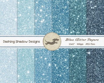 Carta artigianale stampabile digitale - Carte glitterate blu - Cartoncino metallizzato glitterato glitterato - 12 x 12 "- PU / CU uso commerciale