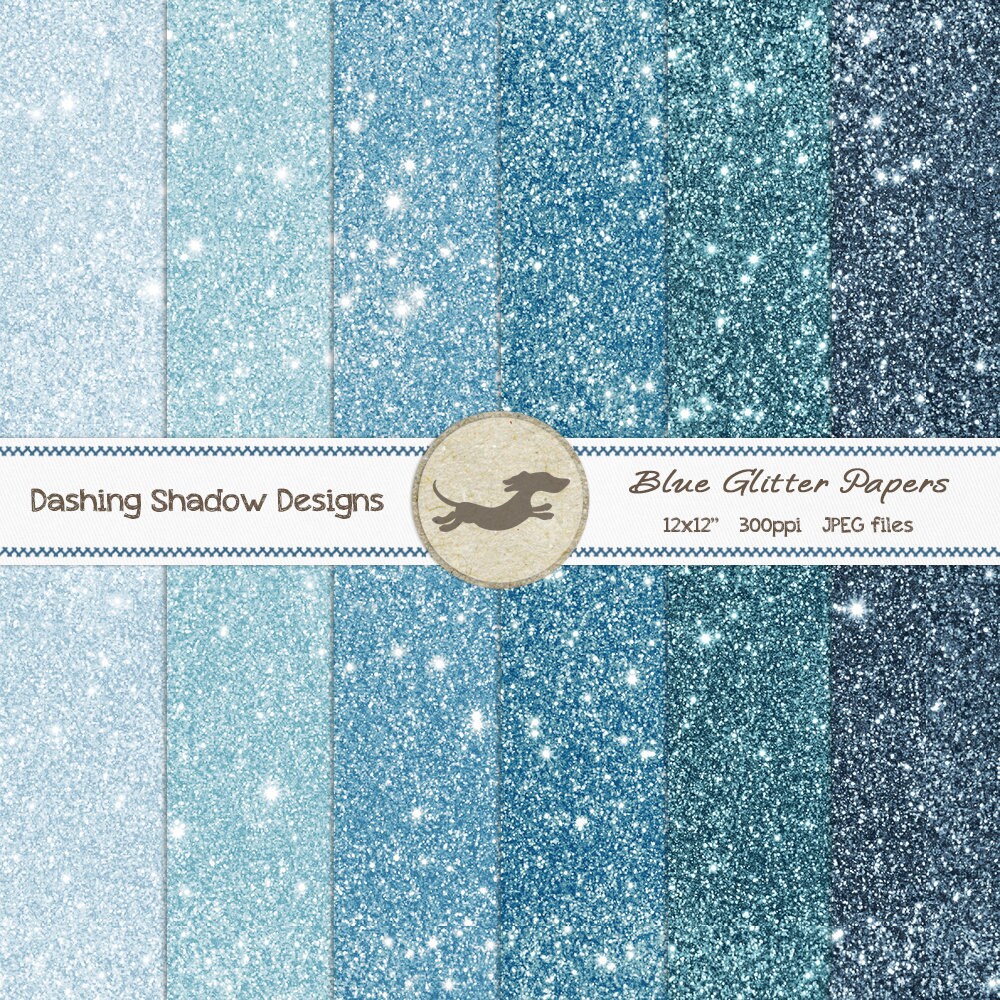 Digital Printable Scrapbook Craft Paper Blue Glitter Papers Glitter