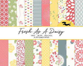 Papel digital floral, Papel de álbum de recortes, Patrón floral, Papel de álbum de recortes imprimible, Fondo de primavera, Patrón floral imprimible, Papeles de flores