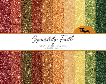 Fall glitter digital paper, Scrapbook paper, Printable glitter paper, Autumn glitter paper, Glitter pattern, Fall sparkle paper